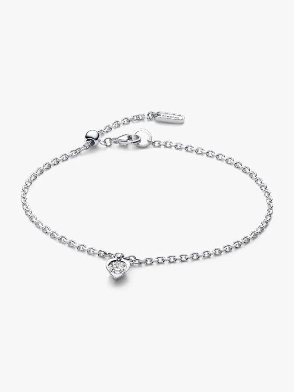 Pandora Talisman Sterling Silver Lab-grown Diamond Heart Chain Bracelet